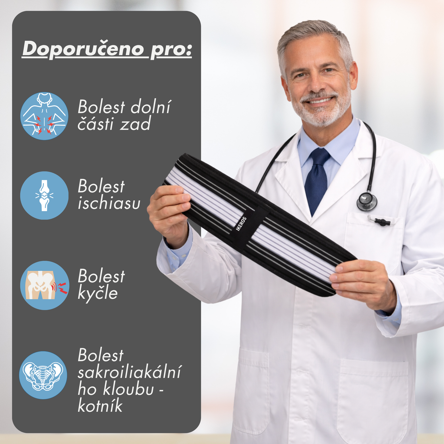 Ortopedický pás IKEROS™ Trpíte ischiasem nebo bolestmi zad?